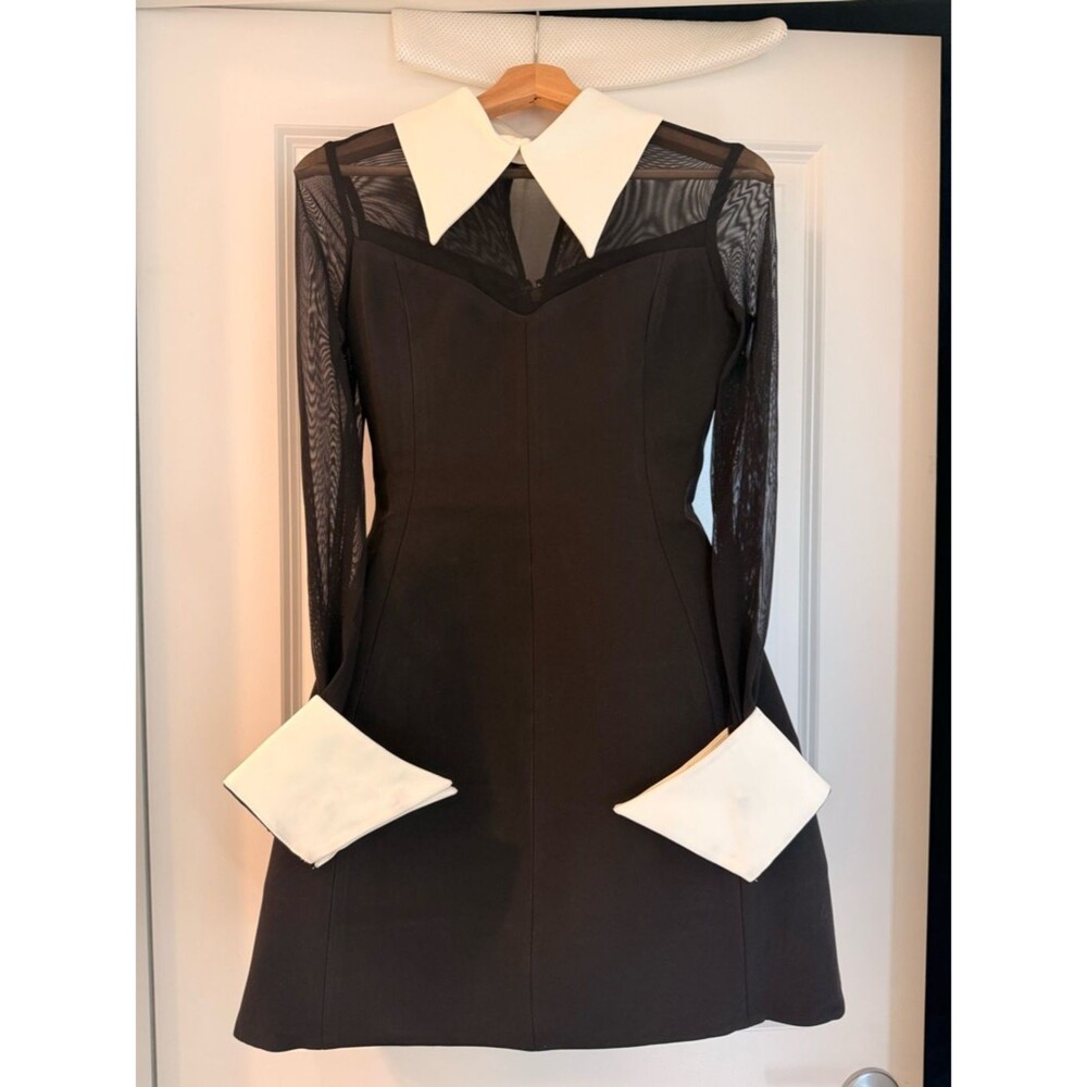 New Bronx and Banco Wednesday Long-Sleeve White Collar Minidress - Picture 5 of 16